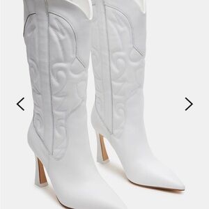 Steve Madden White Heeled Boots with Stiletto Heel
